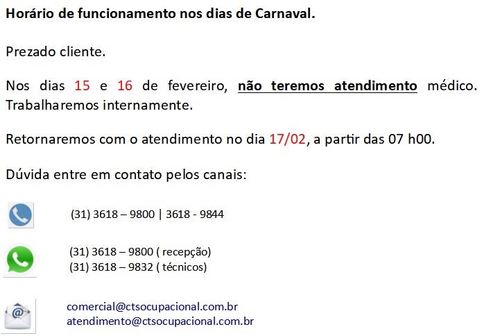 You are currently viewing Atendimento na semana de Carnaval